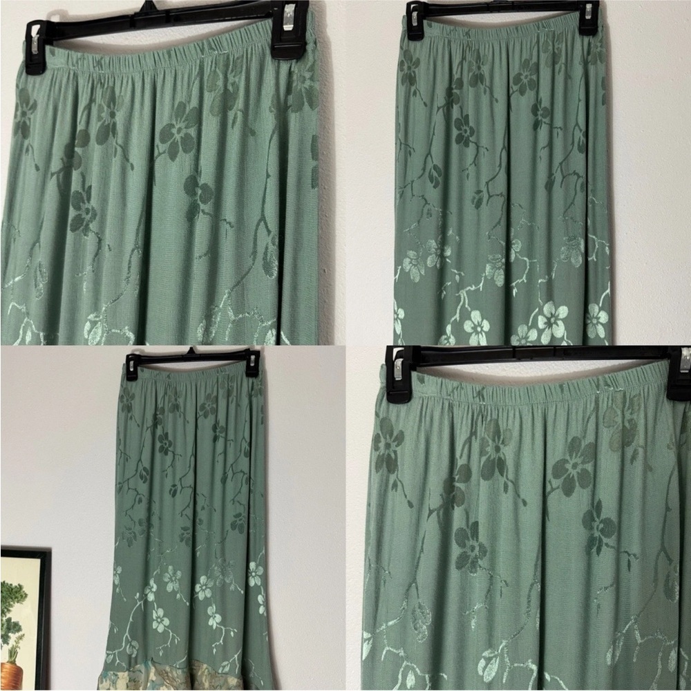 Vintage Spencer Alexis muted blue embossed w/ lace top and maxi skirt set size 6 - Picture 14 of 16